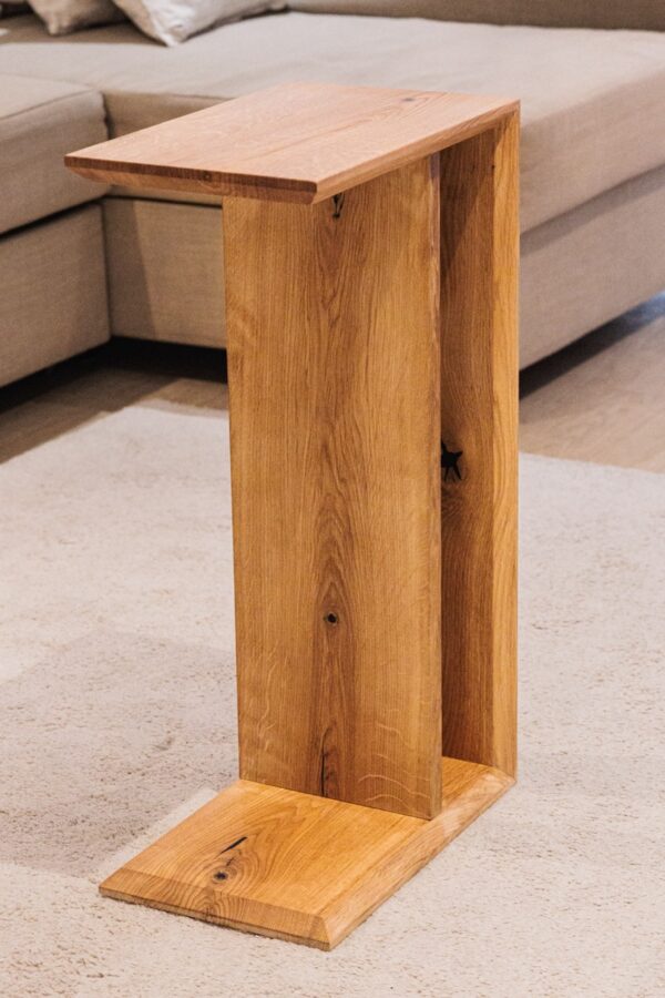 English Oak C-Stand / Side Table with Storage - Image 3