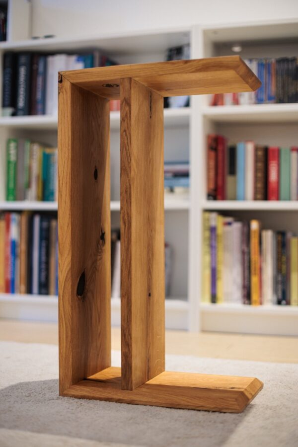 English Oak C-Stand / Side Table with Storage - Image 2