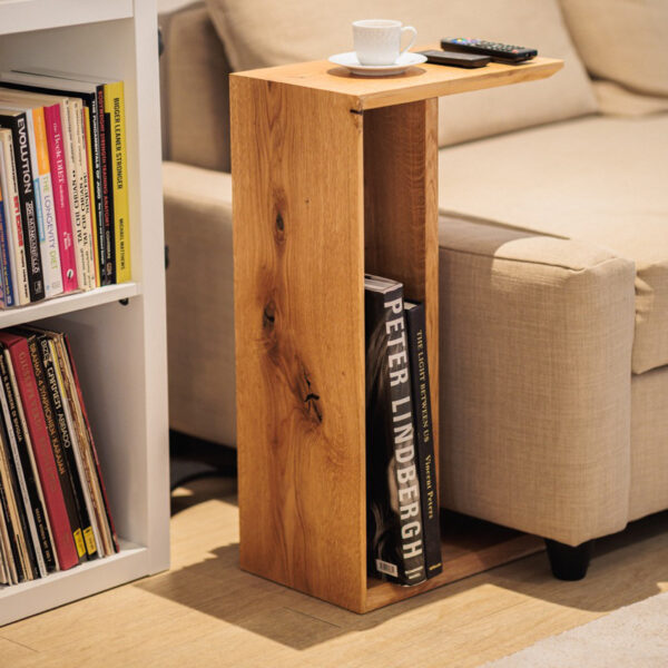 English Oak C-Stand / Side Table with Storage